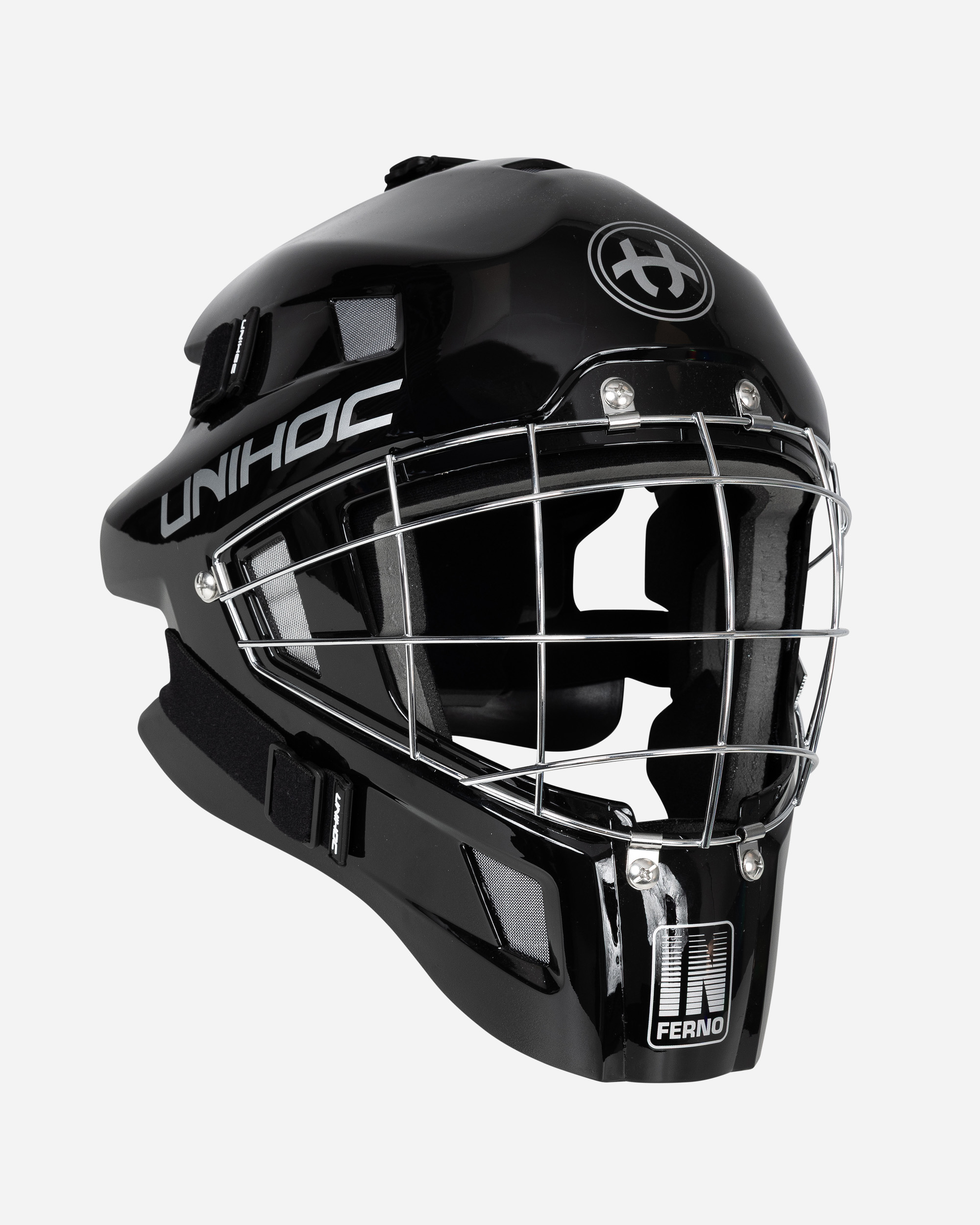 GOALIE MASK UNIHOC INFERNO 44 ROUND CAGE BLACK
